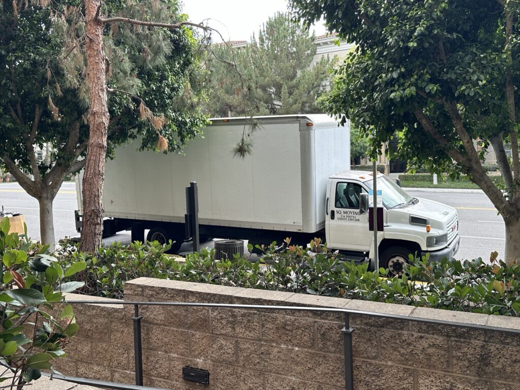 Our moving box truck parked to load the furniture
