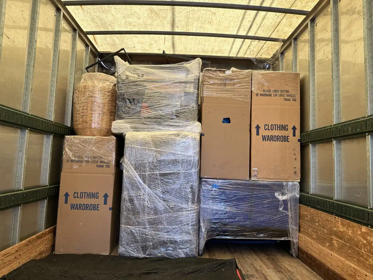 Professionally packed moving truck in Encino, CA by SQ Moving Company